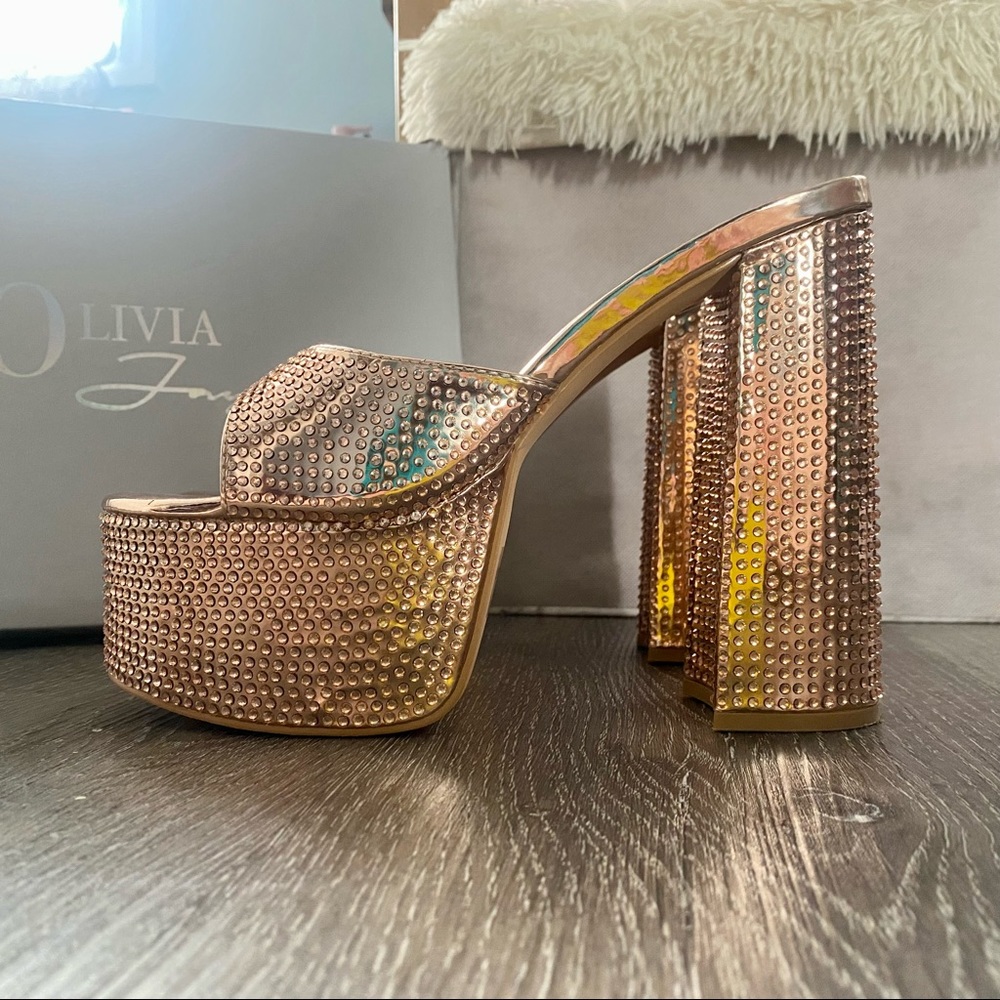 Elegant Rose Gold Platform Heels - Picture 2 of 10